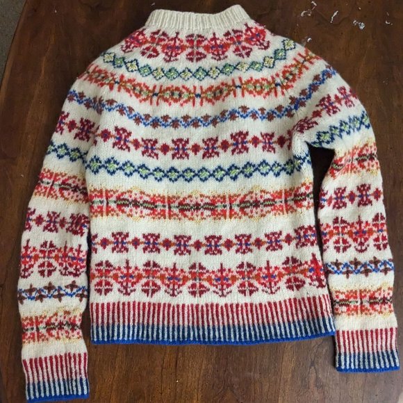 j. crew fair isle nordic style handknit mockneck sweater size xs-s - Picture 2 of 4